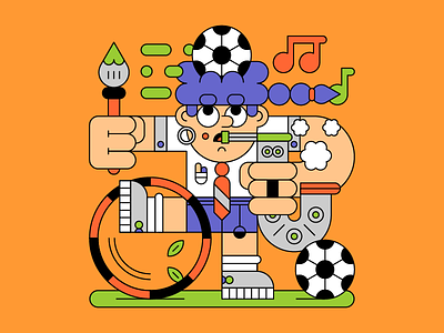 Extracurricular art character child football illustration music school soccor sport study