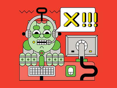 Automation Anxiety anxiety automated character computer illustration machine phone robot scared worried