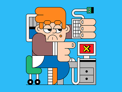 Outgrown Your Job? apathy bored change character computer desk illustration office technology