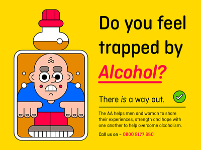 Alcoholism Editorial alcohol bottle character dependency illustration scared trapped