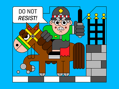 Do Not Resist! angry animal character control horse illustration protest violence