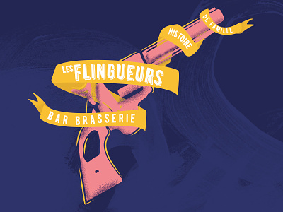 Les flingueurs branding cool design free geek gun illustration logo pink pop vector
