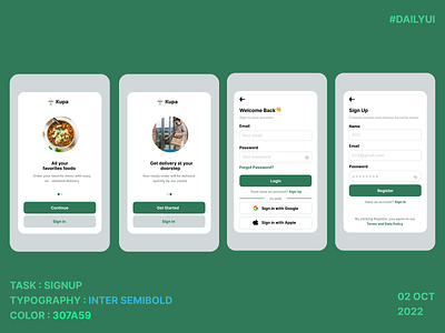 Dailyui01- Food Signup/Signin branding design typography ux