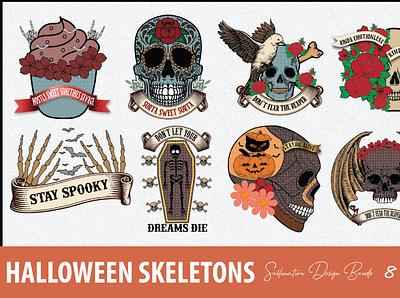 Halloween Skeletons Sublimation Bundle 3d animation branding design graphic design halloween illustration logo ui woman