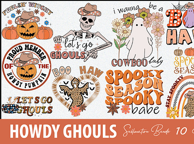 Howdy Ghouls Sublimation Bundle 3d animation branding bundle design ghouls graphic design halloween howdy howdy ghouls sublimation bundle illustration logo ui woman