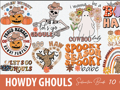 Howdy Ghouls Sublimation Bundle 3d animation branding bundle design ghouls graphic design halloween howdy howdy ghouls sublimation bundle illustration logo ui woman