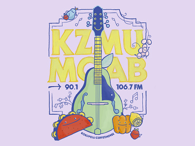 KZMU Moab Fruit Folk community radio design illustration