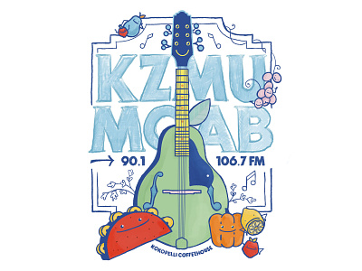 KZMU Moab Fruit Folk community radio design illustration