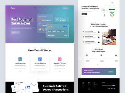 Online Payment Landing Page banking card checkout client credit card financial gradient header help landing page online bank online payment page payment payment gateway payment method ui uiux wallet website