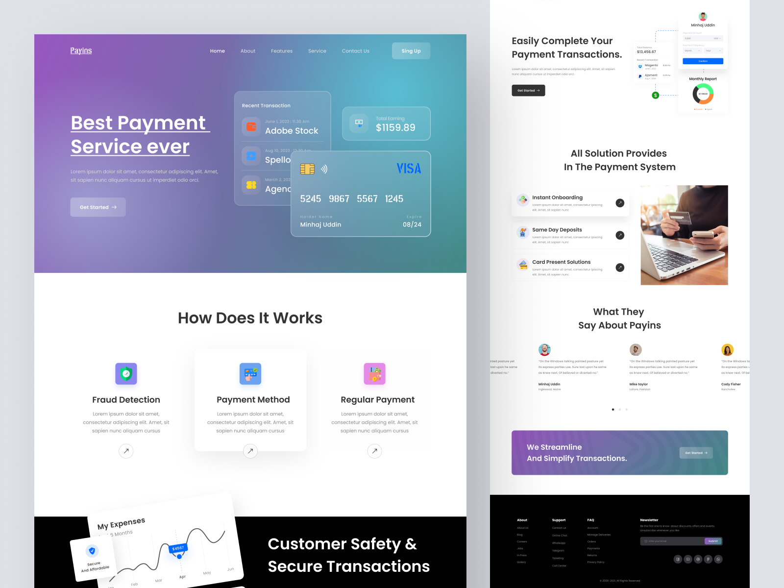 Online Payment Landing Page by Minhaj Uddin on Dribbble