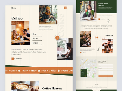 Reco - Coffee Landing Page aesthetich cafe clean coffee coffeeshop cup dailyui design enjoy landign page landing layout modern mug popular product landing page relax rest ui uidesign