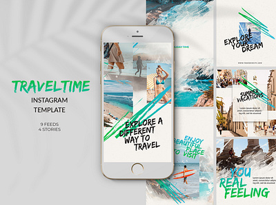 Travel Time Instagram Templates business travel city company creativity discount explore facebook fly holiday hotels instagram marketing price retargeting sale social media spring summer ticket travel