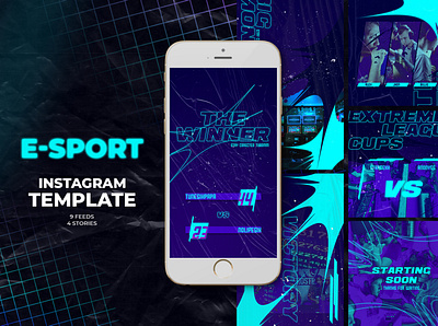 E-Sport Instagram Templates azruca badge colorful diamond esports facebook gamer gaming instagram instagram feed instagram post instagram templates instagramable league logo match results social media statistics