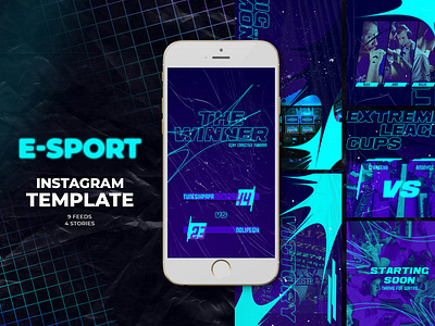 E-Sport Instagram Templates azruca badge colorful diamond esports facebook gamer gaming instagram instagram feed instagram post instagram templates instagramable league logo match results social media statistics