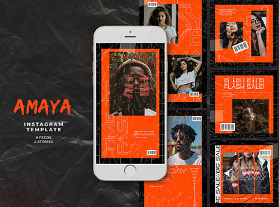 Amaya Instagram Templates azruca banner banner pack banners business buy clothes clothing cloths coupon deal discount dress fashion flat flat design gif instagram marketing multipurpose