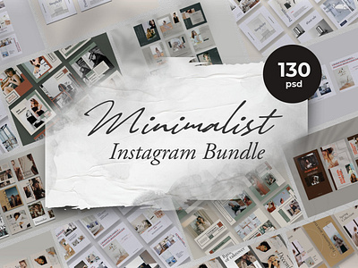 130 Minimalist Instagram Bundle facebook fashion insta stories instagram post minimalist modern promotional psd sagesmask sale social media social media collection social media content template texture typography vector shape