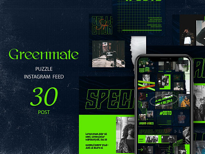 Greenmate Puzzle Instagram Feed ads advertising azruca banners fashion green instagram instagram banner minimalist modern online shop overlay promotion promotional sale simple social media square banners template