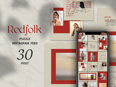 Redfolk Puzzle Instagram Feed azruca black dark fashion feed food grid instagram instagram grid instagram posts instagram puzzle man posts puzzle quotes red seemless social media template woman