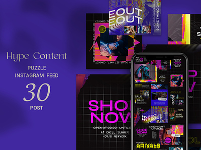 Hype Content Puzzle Instagram Feed azruca creative ecommerce fashion feed feed template food stories instagram instagram banner instagram feed instagram template lifestyle stories modern photoshop photoshop feed shop feed social social media
