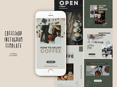 Coffeshop Instagram Templates banners barista bloggers cafe clean coffee coffee shop design templates facebook hang out instagram layout lifestyle modern people photoshop professional promotion shop