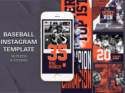 Baseball Instagram Templates banner pack banners baseball business design feed instagram marketing socialmedia sport stories