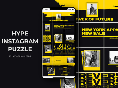 Hype Instagram Puzzle Templates campaign clothing discount dress dress store facebook ad fashion fashion style fashion week fast shipping flat design multipurpose offer post psd sale shopping social media banner social media newsfeed