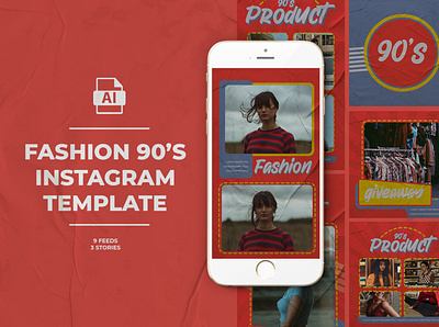 Fashion 90's Instagram Templates adroll animated animated banner banner pack banners business buy clothes clothing cloths coupon deal discount dress fashion flat flat design gif instagram marketing