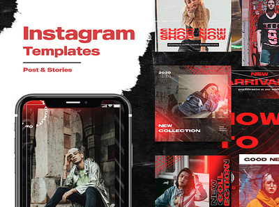 Fashion Instagram Templates banner pack banners business clothes clothing design discount fashion illustration instagram marketing