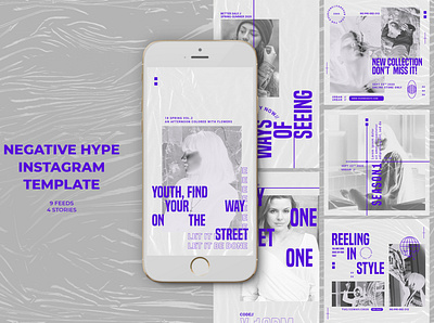 Negative Hype Instagram Templates banner pack banners business clothing design fashion fashionable instagram instagram feed instagram post instagram stories instagram templates marketing negative hype negative photo