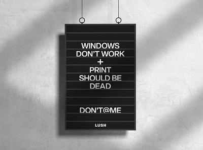 Lush // Window's Don't Work // Retail Marketing Concept commerce cosmetics digital experience flyer flyer design interaction interactive minimal newspaper poster print retail typography