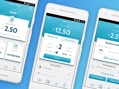 Wallet app concept android app app blue clean design finance fintech flat icon mobile app mobile ui payment app typography ui ui design ux wallet