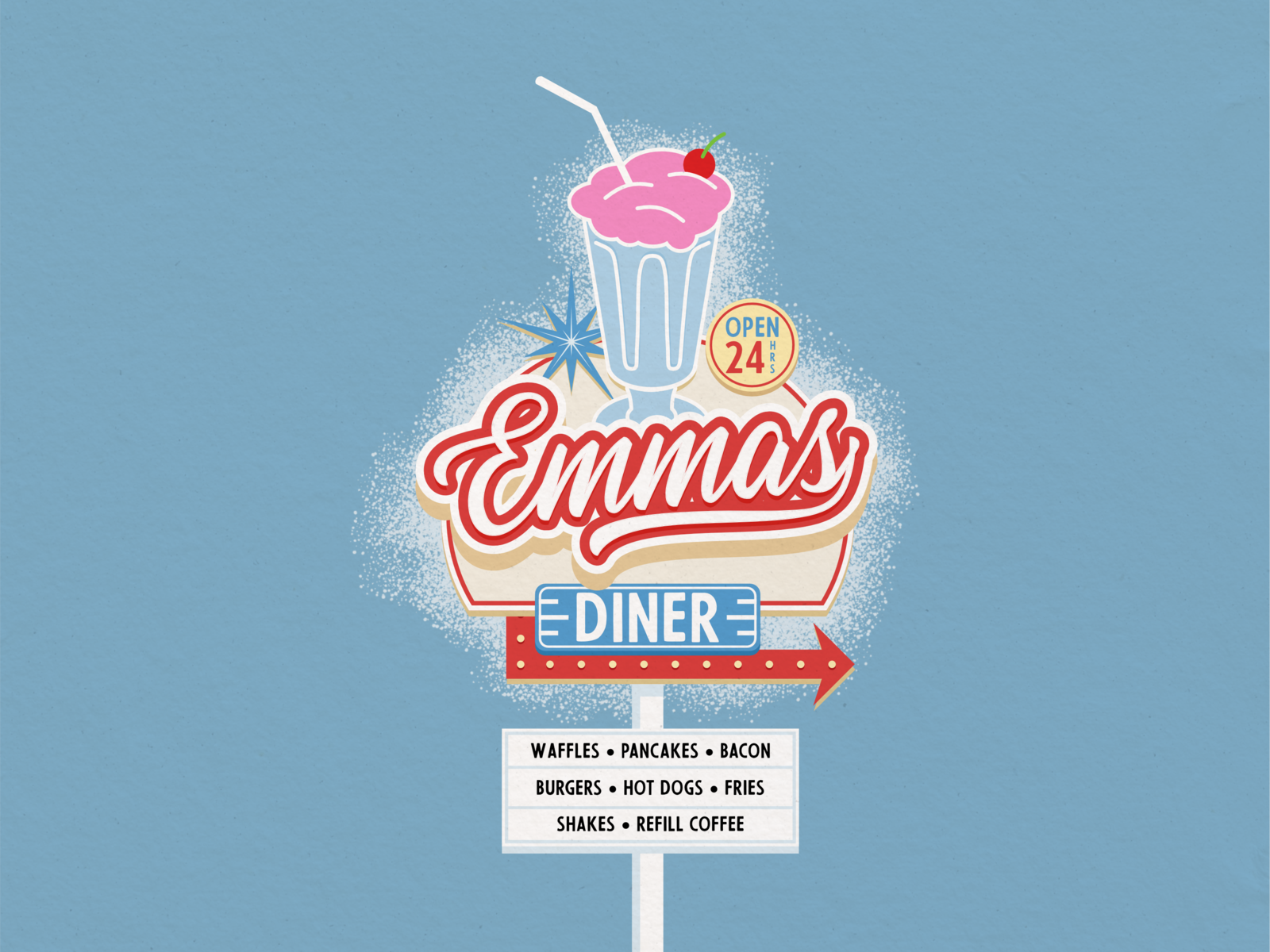 Retro diner sign exploration by Gary Taylor on Dribbble