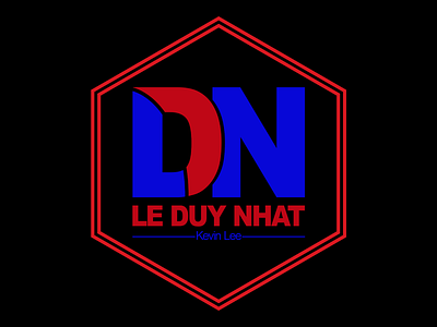 LDN Logo (logo màu xanh + đỏ, nền đen, khung lục giác) branding design kevin lee ldn logo leduynhat logo