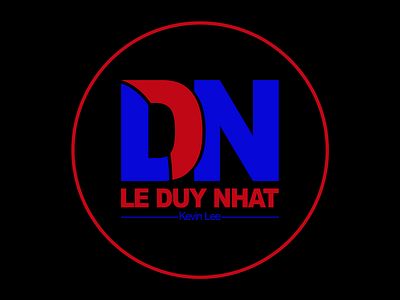 LDN Logo (logo màu xanh + đỏ, nền đen, khung hình tròn) branding design kevin lee ldn logo leduynhat logo