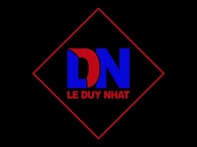 LDN Logo (logo màu đỏ + xanh, nền đen, khung tứ giác) branding design ldn logo leduynhat logo