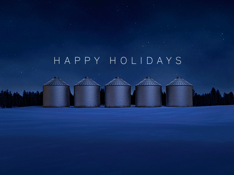 Happy Holidays agriculture animation bins christmas december farm grizwald holidays lights