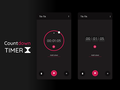 Countdown Timer 100ui android clock countdown dark material pink timer ui ux