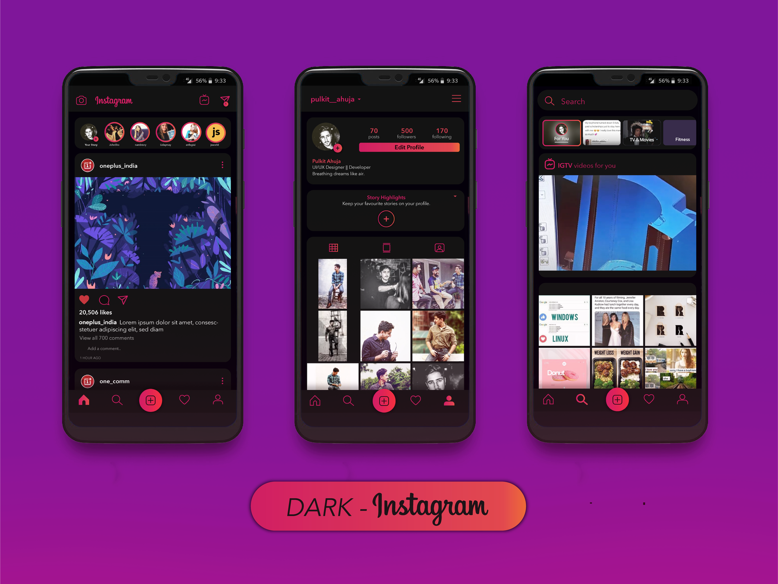 Dark Instagram Theme by Pulkit Ahuja on Dribbble