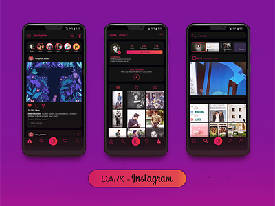 Dark Instagram Theme dark design insta instagram material night mode ui ux