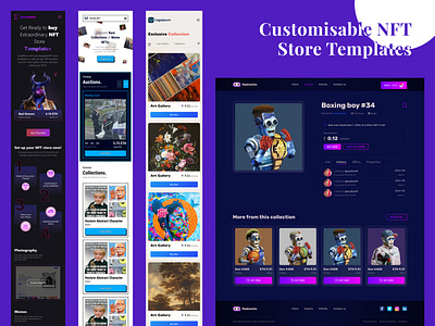 NFT Store Templates customisable design figma interactive mobile design nft nft store prototype responsive template ui ui ux ux web design website