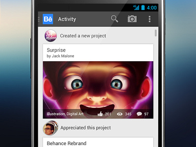 Behance app for Android android app application behance mobile