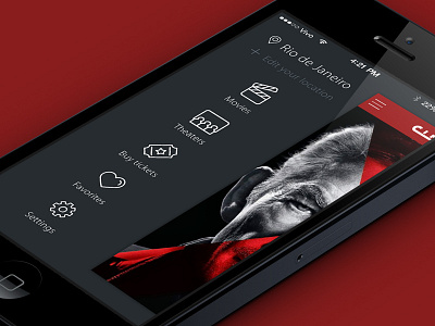 Cinemark Theater Brazil - iOS 7 app cinemark icons ios7 iphone movie sidebar slider theater