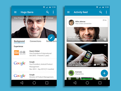 Linkedin for Android - Material Design android android l app google linkedin lollipop material design mobile ui ux