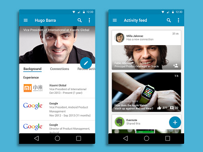 Linkedin for Android - Material Design