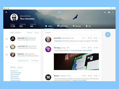 Twitter for Web - Material Design android android l android lollipop app google lollipop material design twitter ui ux web design