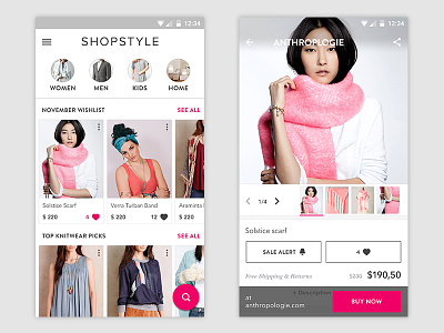 Shopstyle Android app android clothes fashion material design shopping shopstyle