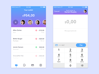 Bitpay - Send money to friends android pay apple pay credit card finance ios10 payment paypal picpay sketch ui ux