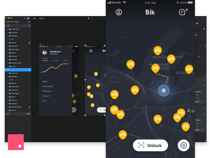 InVision Studio - Bike sharing app bird uber ui ios invision studio mobike ofo lime bicycle bike sharing