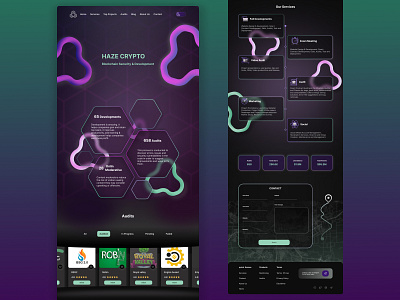 Haze Crypto (dark mode) 3d art audit bitcoin coin dark darkmode design figma graphic design green home page illustration kyc nft purple token ui uidesign ux