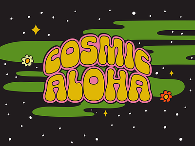 Cosmic Aloha Lockup illustration psychedelic textile typography
